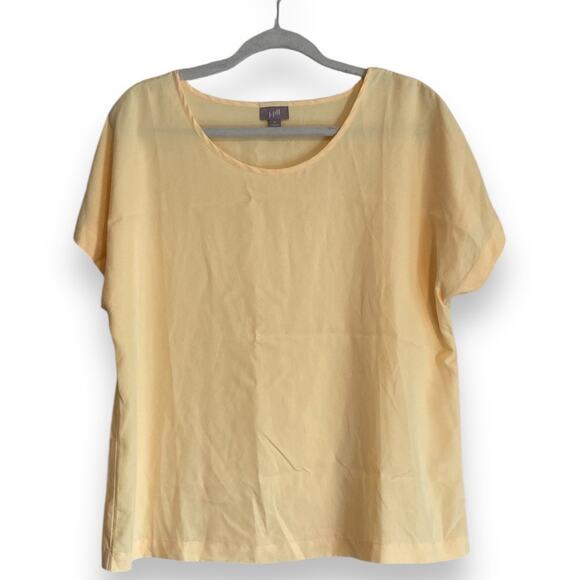 Womens JJill Yellow Pique Modern Boxy Cropped Buttery Soft Modal Top Size Medium - Picture 1 of 16
